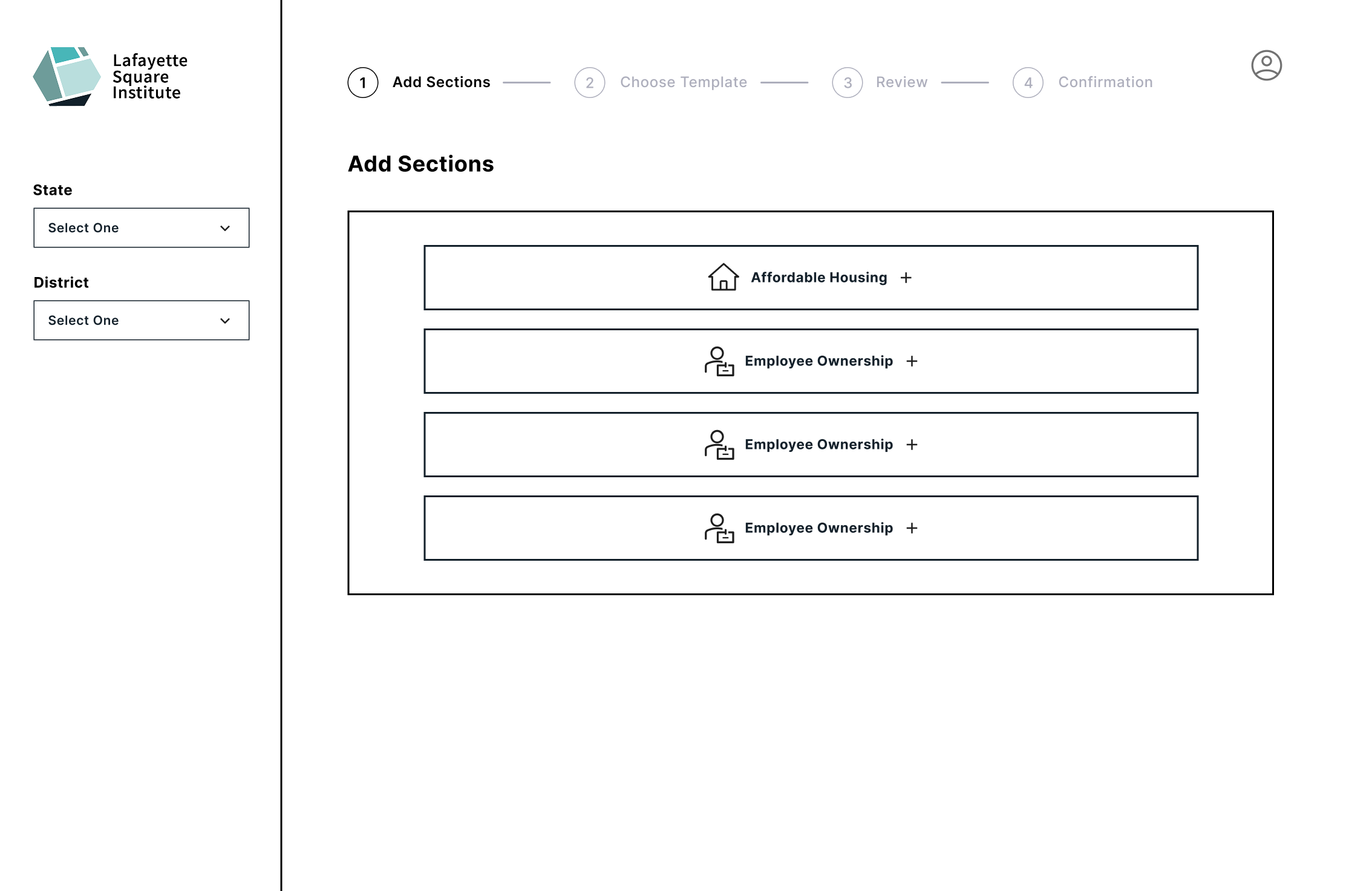 Portal add sections step