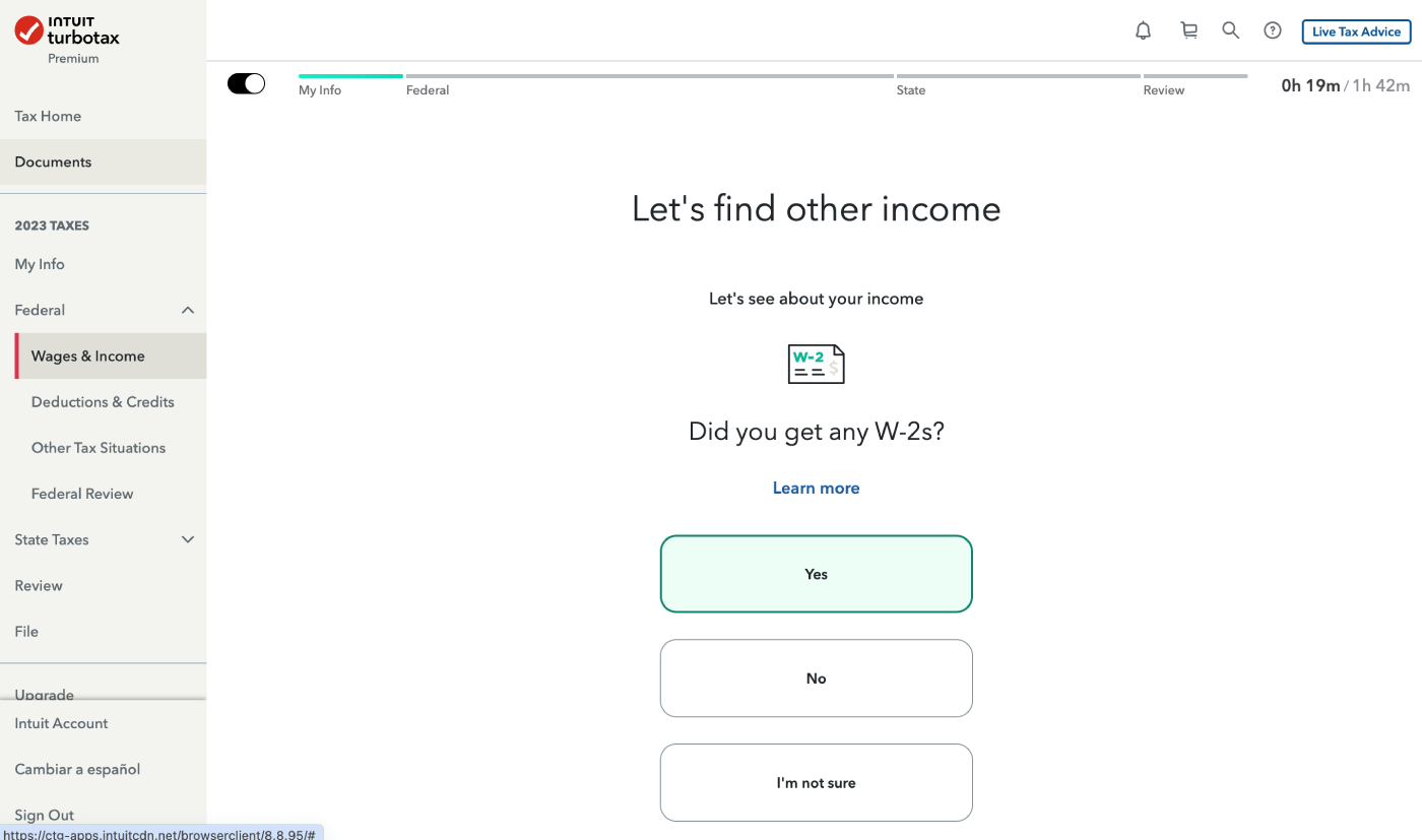 TurboTax multi-step experience