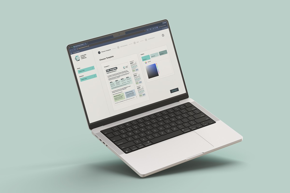 Laptop mockup of the Lafayette Square Institute internal web portal.